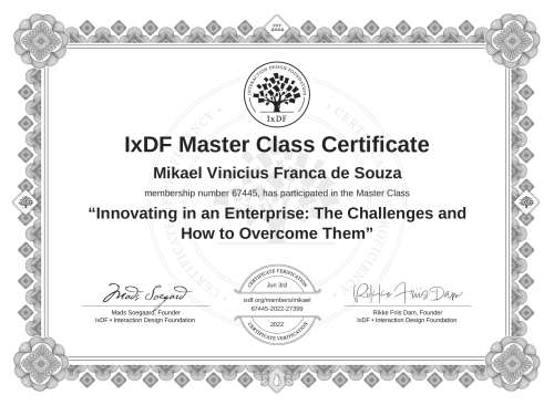Innovating in an Enterprise: The Challenges and How to Overcome Them certificate