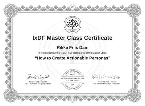How to Create Actionable Personas certificate