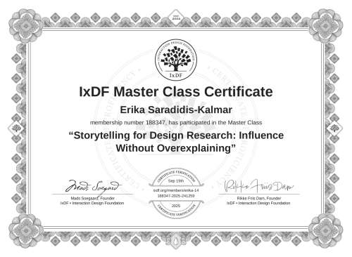 Storytelling for Design Research: Influence Without Overexplaining certificate