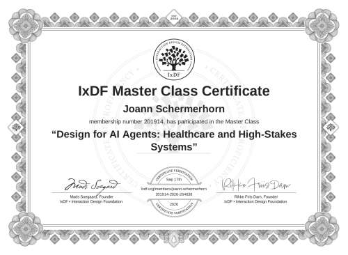 Design for AI Agents: Healthcare and High-Stakes Systems certificate