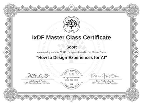 How to Design Experiences for AI certificate