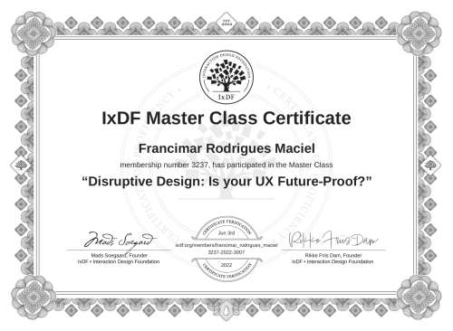 Disruptive Design: Is your UX Future-Proof? certificate