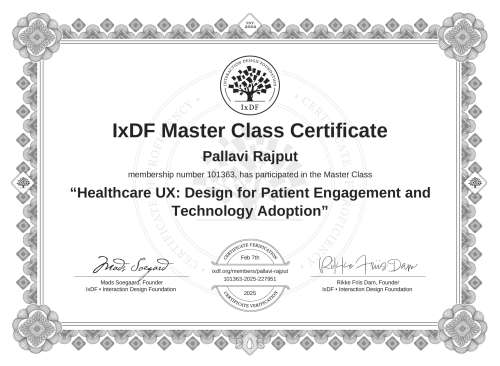 Healthcare UX: Design for Patient Engagement and Technology Adoption certificate