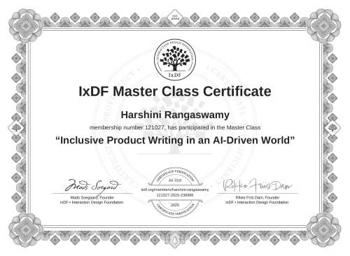Inclusive Product Writing in an AI-Driven World certificate