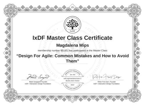 Design For Agile: Common Mistakes and How to Avoid Them certificate