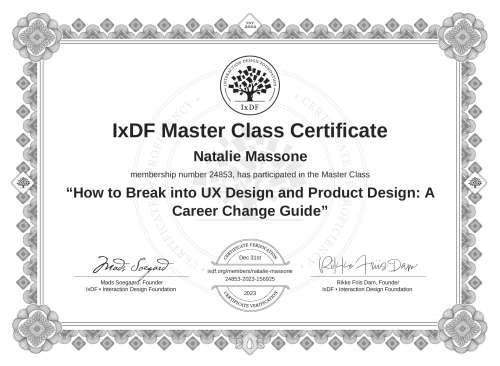 How to Break into UX Design and Product Design: A Career Change Guide certificate