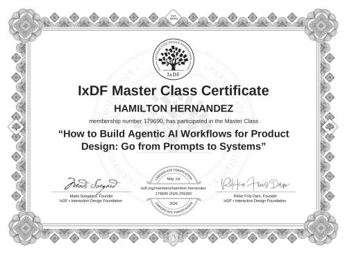 How to Build Agentic AI Workflows for Product Design: Go from Prompts to Systems certificate