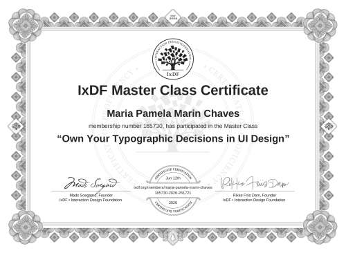 Own Your Typographic Decisions in UI Design certificate