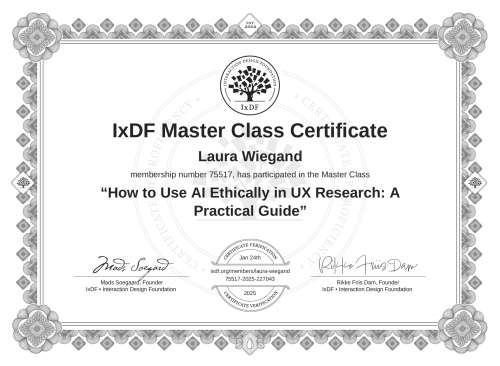 How to Use AI Ethically in UX Research: A Practical Guide certificate