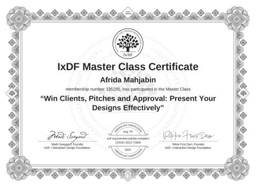 Win Clients, Pitches and Approval: Present Your Designs Effectively certificate