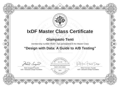 Design with Data: A Guide to A/B Testing certificate