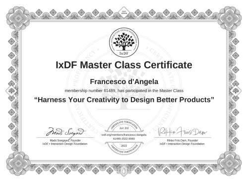 Harness Your Creativity to Design Better Products certificate