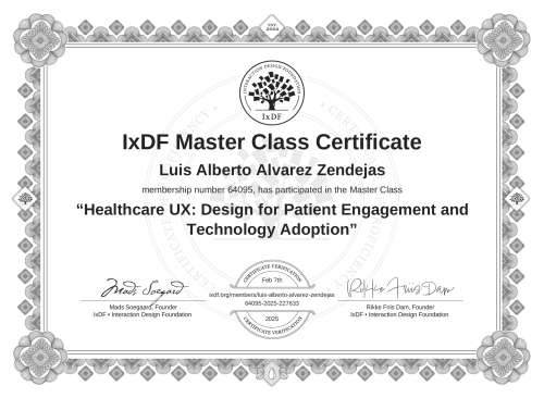 Healthcare UX: Design for Patient Engagement and Technology Adoption certificate