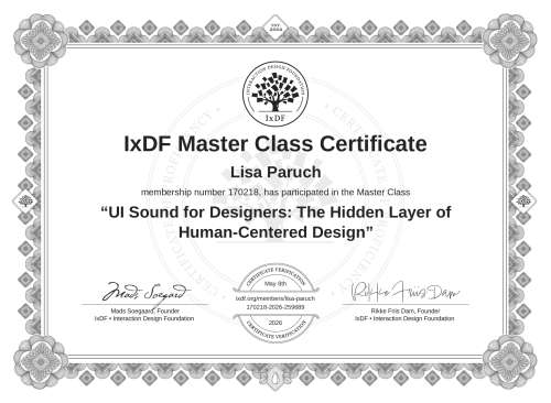 UI Sound for Designers: The Hidden Layer of Human-Centered Design certificate