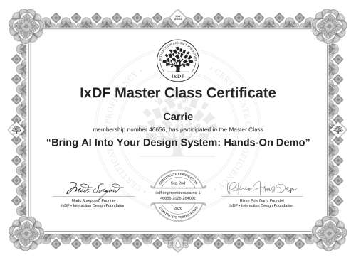 Bring AI Into Your Design System: Hands-On Demo certificate