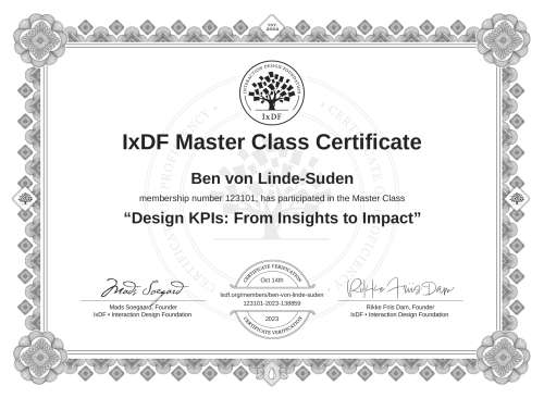 Design KPIs: From Insights to Impact certificate