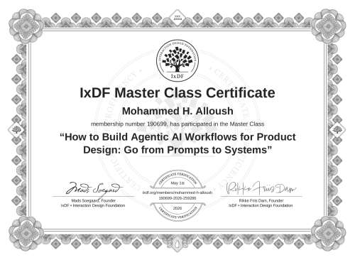 How to Build Agentic AI Workflows for Product Design: Go from Prompts to Systems certificate