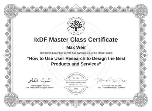 How to Use User Research to Design the Best Products and Services certificate