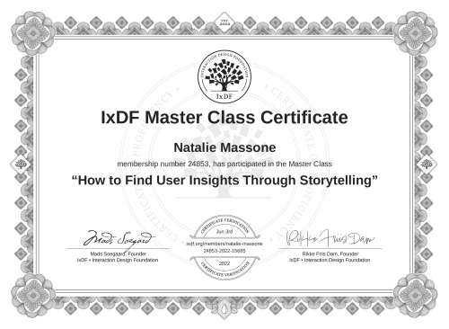 How to Find User Insights Through Storytelling certificate
