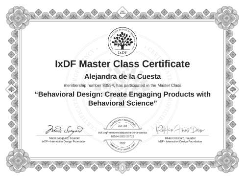 Behavioral Design: Create Engaging Products with Behavioral Science certificate
