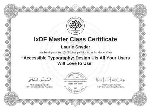 Accessible Typography: Design UIs All Your Users Will Love to Use certificate