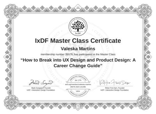How to Break into UX Design and Product Design: A Career Change Guide certificate