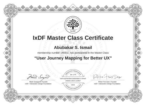 User Journey Mapping for Better UX certificate