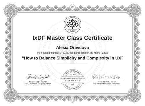 How to Balance Simplicity and Complexity in UX certificate