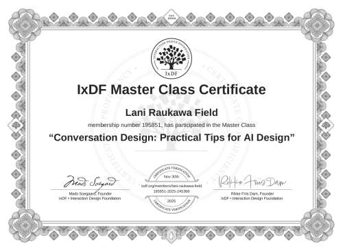 Conversation Design: Practical Tips for AI Design certificate