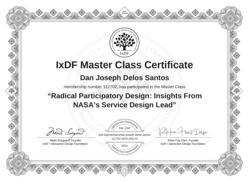 Radical Participatory Design: Insights From NASA’s Service Design Lead certificate