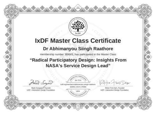 Radical Participatory Design: Insights From NASA’s Service Design Lead certificate