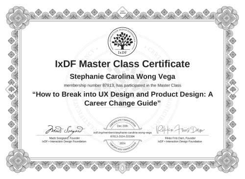 How to Break into UX Design and Product Design: A Career Change Guide certificate