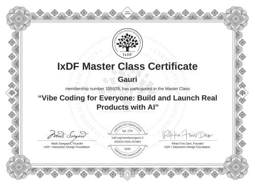 Vibe Coding for Everyone: Build and Launch Real Products with AI certificate