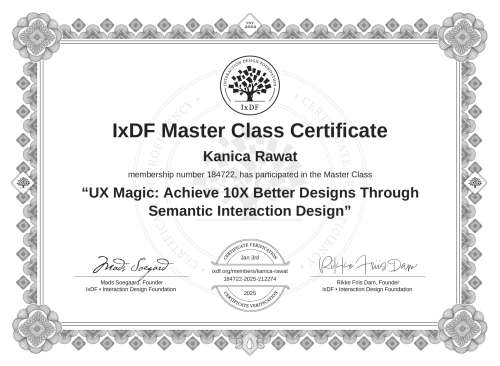 UX Magic: Achieve 10X Better Designs Through Semantic Interaction Design certificate