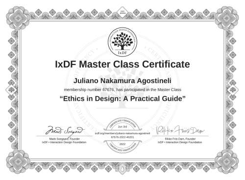 Ethics in Design: A Practical Guide certificate
