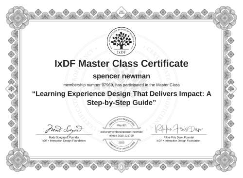 Learning Experience Design That Delivers Impact: A Step-by-Step Guide certificate