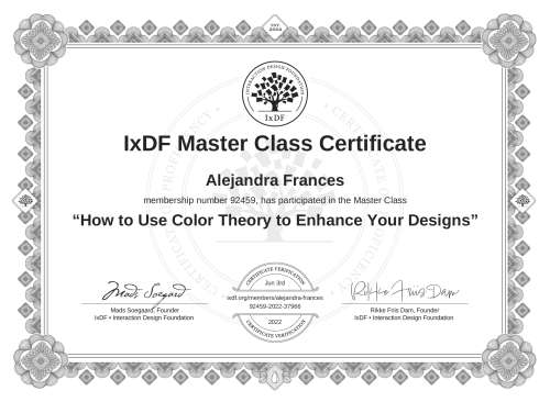 How to Use Color Theory to Enhance Your Designs certificate