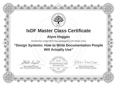 Design Systems: How to Write Documentation People Will Actually Use certificate
