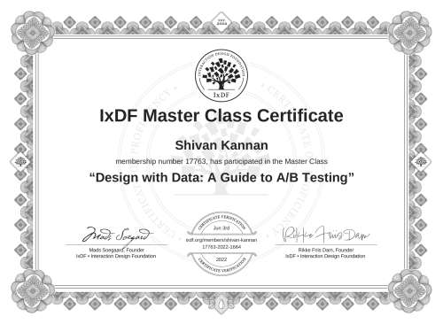 Design with Data: A Guide to A/B Testing certificate