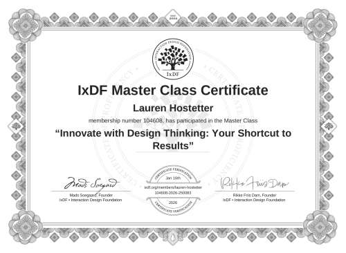 Innovate with Design Thinking: Your Shortcut to Results certificate