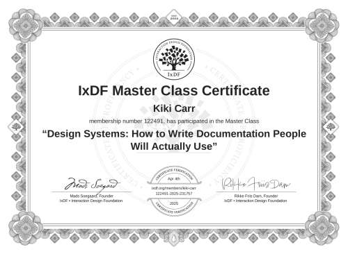Design Systems: How to Write Documentation People Will Actually Use certificate