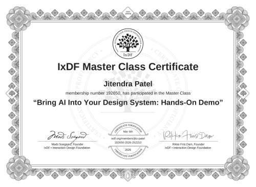 Bring AI Into Your Design System: Hands-On Demo certificate