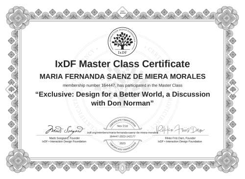 Exclusive: Design for a Better World, a Discussion with Don Norman certificate
