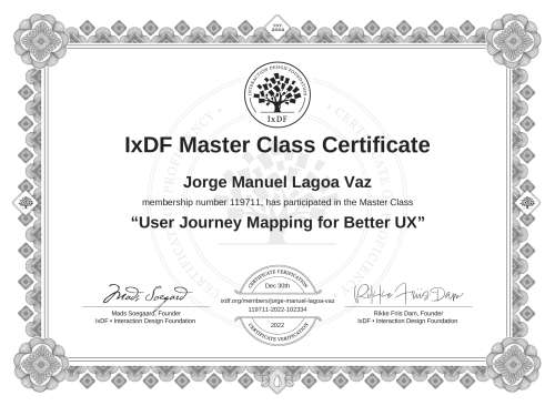 User Journey Mapping for Better UX certificate