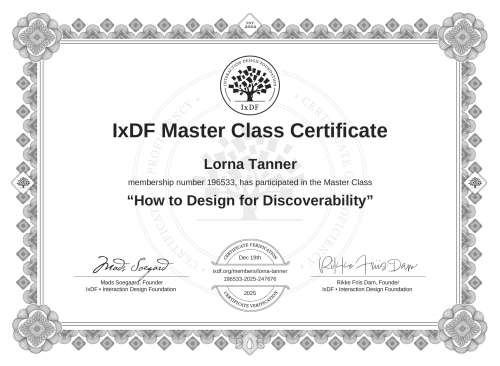 How to Design for Discoverability certificate