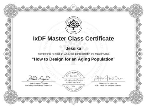 How to Design for an Aging Population certificate
