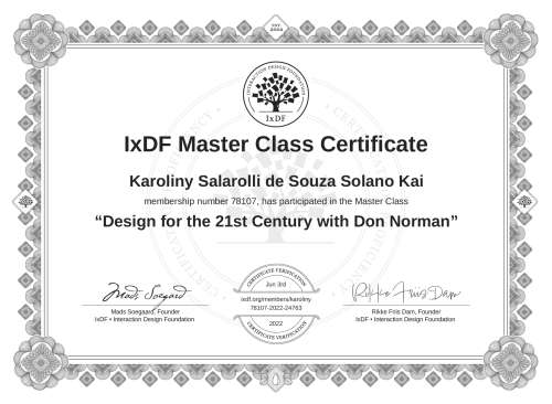 Design for the 21st Century with Don Norman certificate