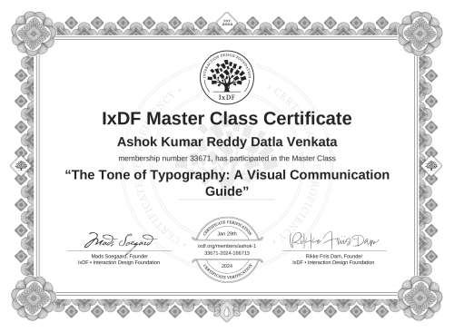 The Tone of Typography: A Visual Communication Guide certificate