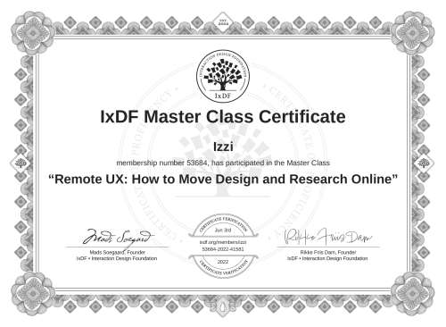 Remote UX: How to Move Design and Research Online certificate