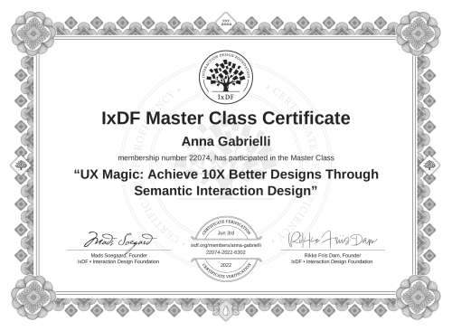 UX Magic: Achieve 10X Better Designs Through Semantic Interaction Design certificate